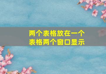 两个表格放在一个表格两个窗口显示