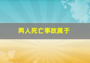 两人死亡事故属于