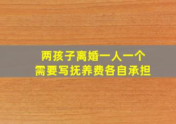 两孩子离婚一人一个需要写抚养费各自承担