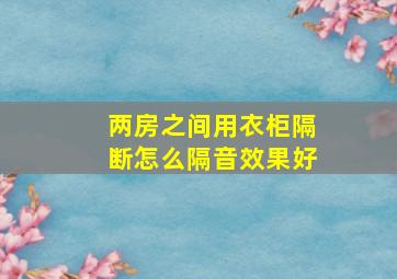 两房之间用衣柜隔断怎么隔音效果好