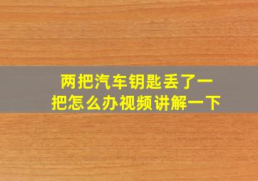 两把汽车钥匙丢了一把怎么办视频讲解一下