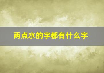 两点水的字都有什么字