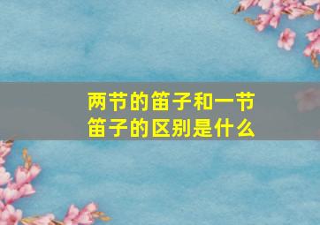 两节的笛子和一节笛子的区别是什么