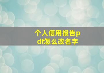 个人信用报告pdf怎么改名字