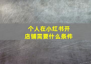 个人在小红书开店铺需要什么条件