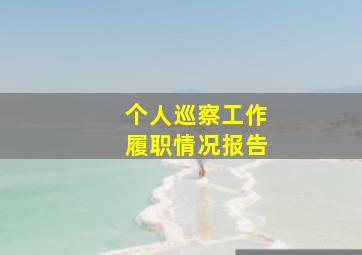 个人巡察工作履职情况报告