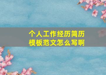 个人工作经历简历模板范文怎么写啊