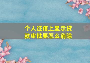 个人征信上显示贷款审批要怎么消除