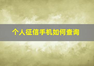 个人征信手机如何查询