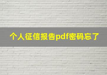 个人征信报告pdf密码忘了