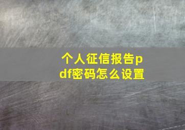 个人征信报告pdf密码怎么设置