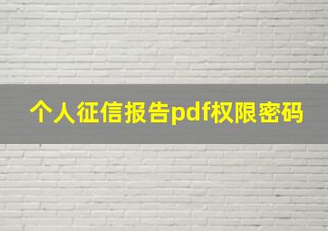 个人征信报告pdf权限密码