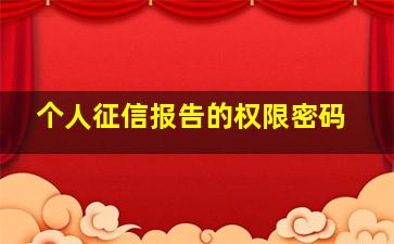 个人征信报告的权限密码