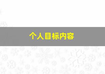 个人目标内容