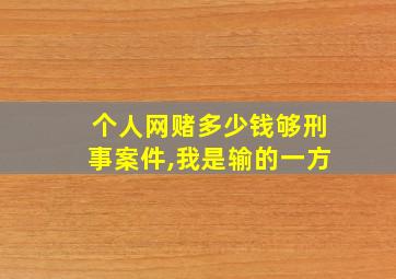 个人网赌多少钱够刑事案件,我是输的一方