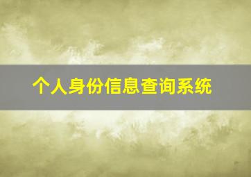 个人身份信息查询系统