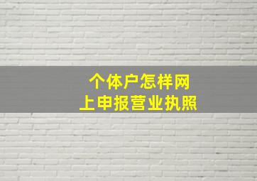 个体户怎样网上申报营业执照