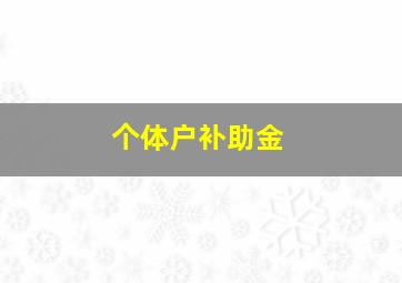 个体户补助金