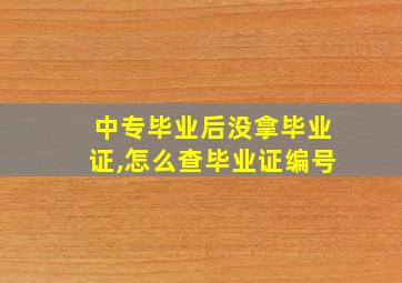 中专毕业后没拿毕业证,怎么查毕业证编号