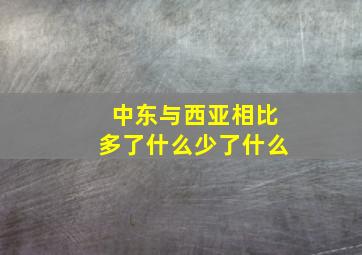 中东与西亚相比多了什么少了什么