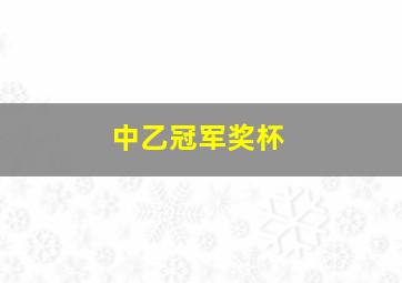 中乙冠军奖杯