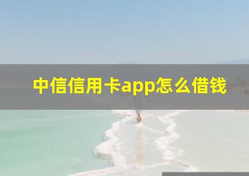 中信信用卡app怎么借钱