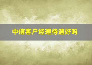 中信客户经理待遇好吗