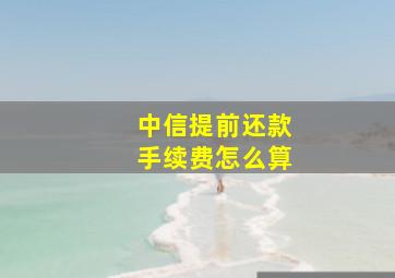 中信提前还款手续费怎么算