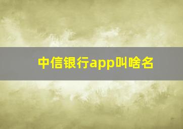 中信银行app叫啥名