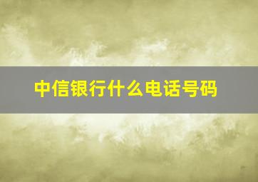 中信银行什么电话号码