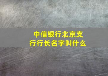 中信银行北京支行行长名字叫什么