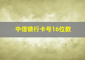 中信银行卡号16位数