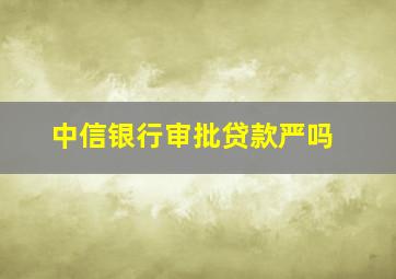 中信银行审批贷款严吗