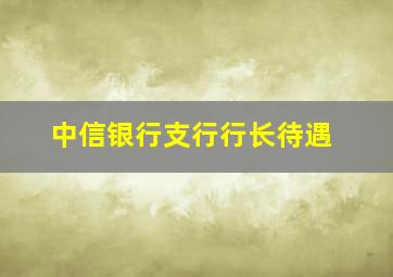 中信银行支行行长待遇