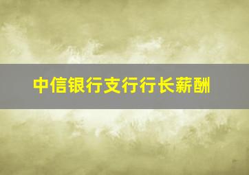 中信银行支行行长薪酬