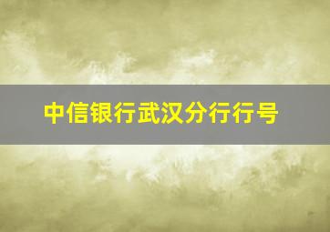 中信银行武汉分行行号