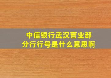 中信银行武汉营业部分行行号是什么意思啊