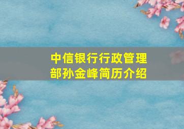 中信银行行政管理部孙金峰简历介绍