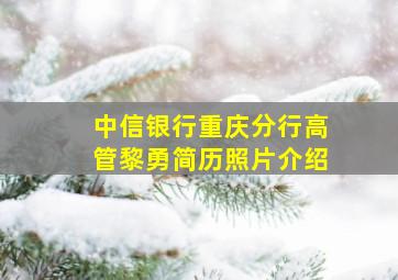 中信银行重庆分行高管黎勇简历照片介绍