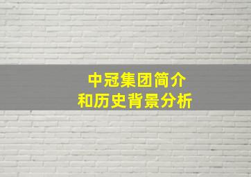 中冠集团简介和历史背景分析