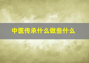 中医传承什么做些什么