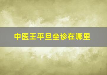 中医王平旦坐诊在哪里