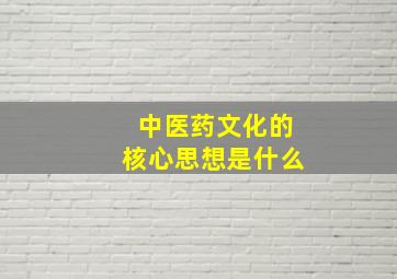 中医药文化的核心思想是什么