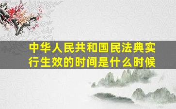 中华人民共和国民法典实行生效的时间是什么时候