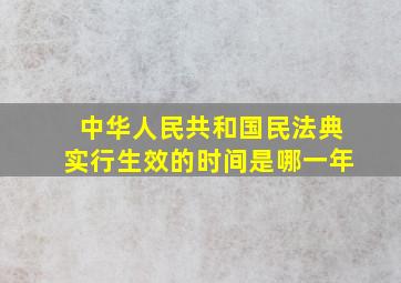 中华人民共和国民法典实行生效的时间是哪一年