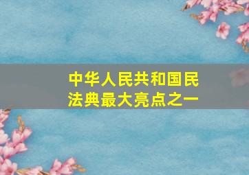 中华人民共和国民法典最大亮点之一