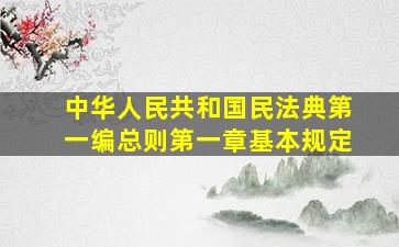 中华人民共和国民法典第一编总则第一章基本规定