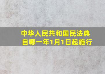 中华人民共和国民法典自哪一年1月1日起施行