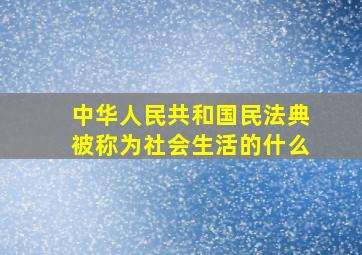 中华人民共和国民法典被称为社会生活的什么