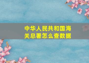 中华人民共和国海关总署怎么查数据